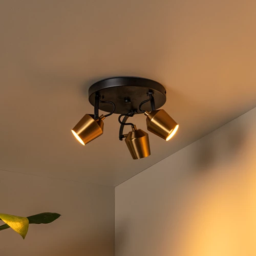 Lucide EMILE - Spot plafond - Ø 23 cm - 3xGU10 - Or Mat / Laiton - ambiance 1